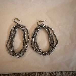 Park Lane Moonshine Earrings 3” Beaded Hematite Glass. Retired HEMATITE- NWOT